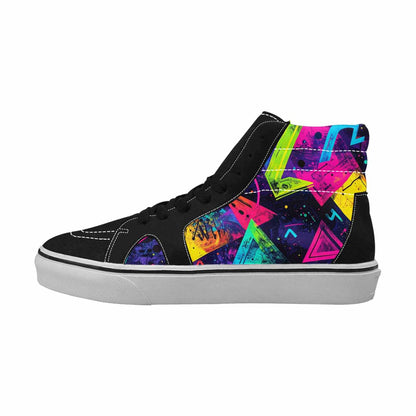 MEN'S Memphis Squiggles Triangles Dots High Top Canvas Dark Academia Custom Sneakers