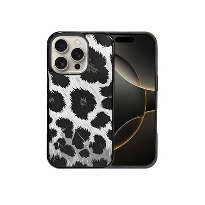 iPhone 16 Pro Case — Leopard Print Black And White Style, Custom Print Case Cover