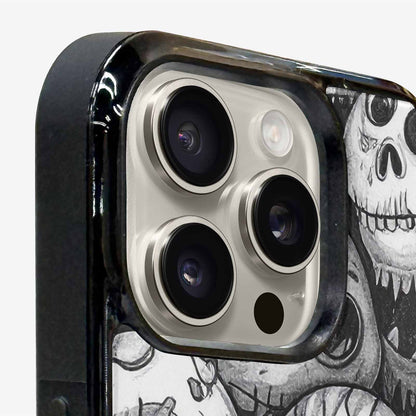 iPhone 16 Pro Case — Black And White Monster Face Collage, Custom Phone Case
