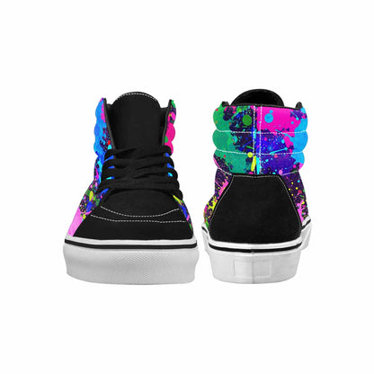WOMEN'S Neon Paint Splatter High Top Canvas Dark Academia Custom Shoes