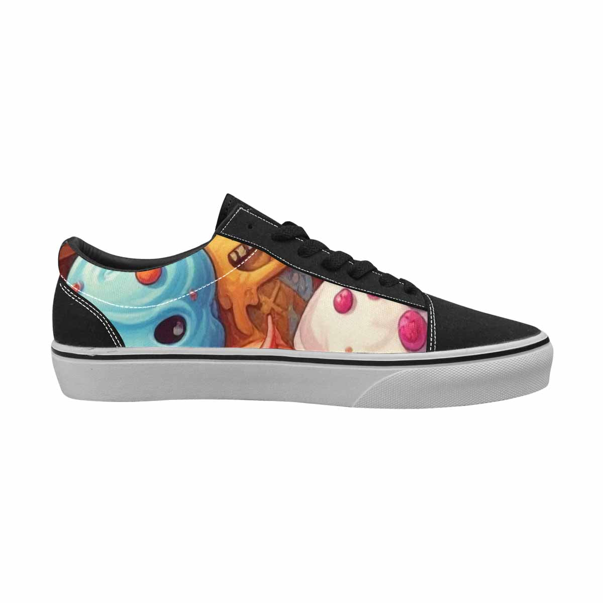 WOMEN'S Ice Cream Monsters  Lace-Up Canvas Melting Art Custom Sneakers