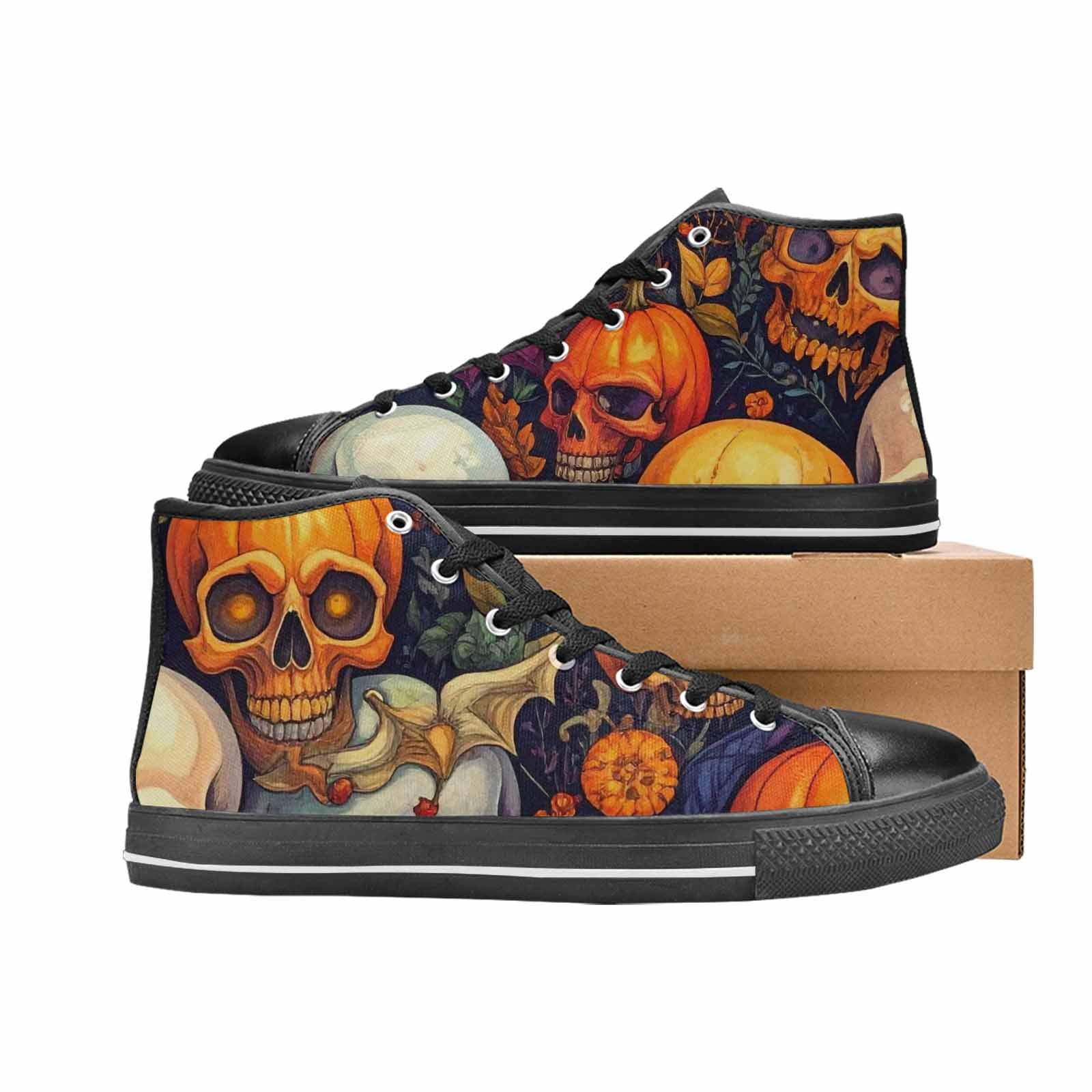 MEN'S Skulls - Halloween High Top Canvas Grunge Custom Sneakers