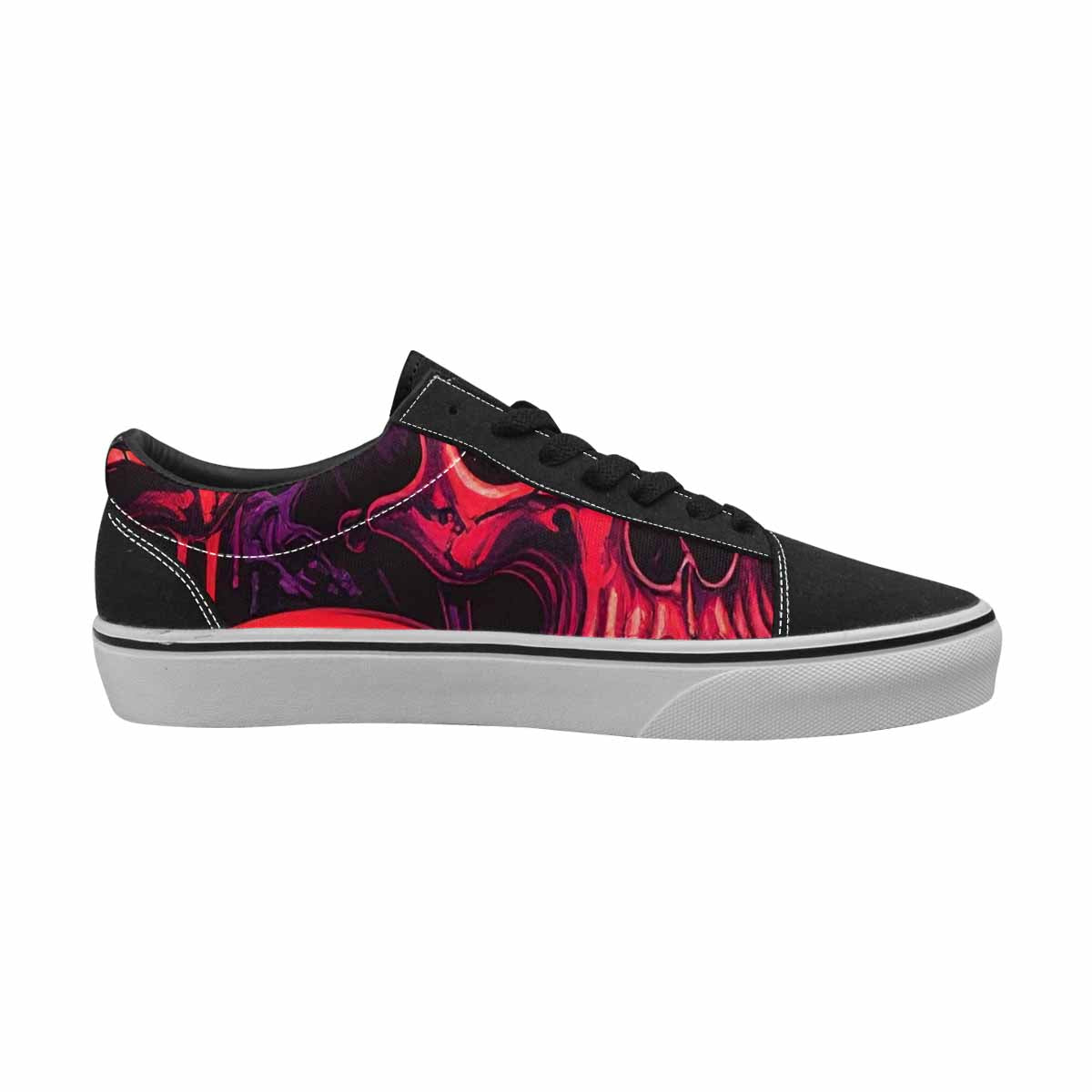 WOMEN'S Red + Purple Skeletons Lace-Up Canvas Kaleidoscope Custom Sneakers