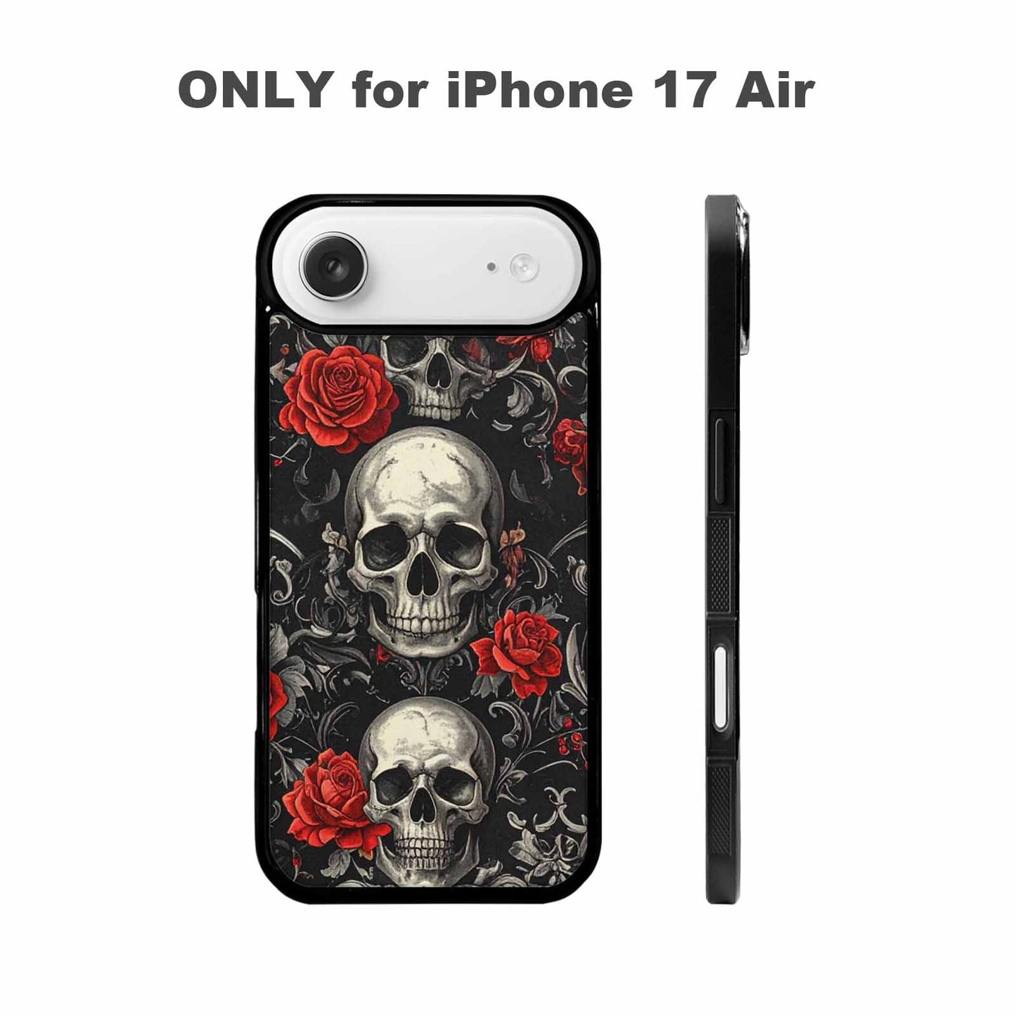 iPhone 17 Air Case — Skulls Roses Fine Line Gothic Skulls, Custom Art Phone Cover