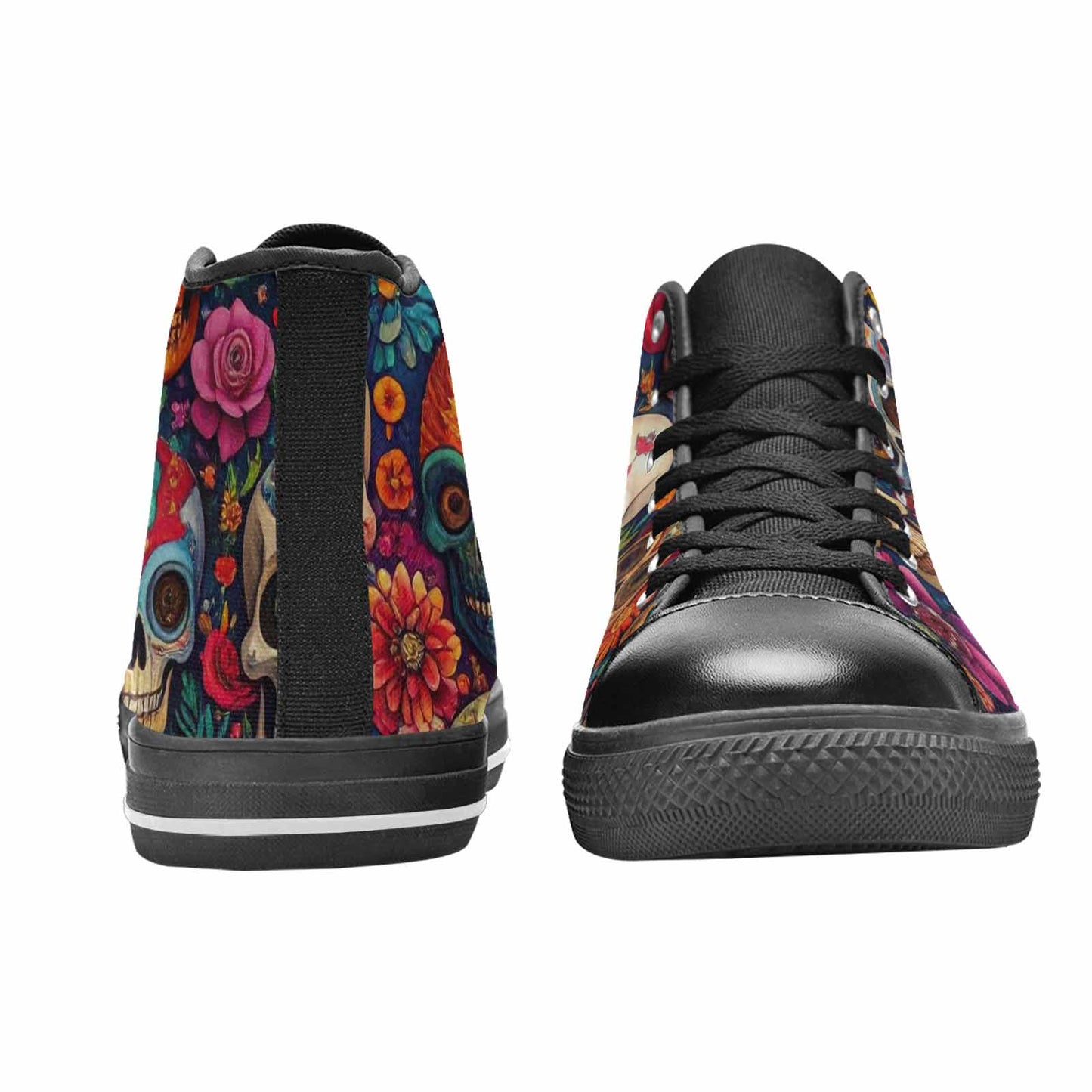 WOMEN'S Skull High Top Canvas Cottagecore Sneakers