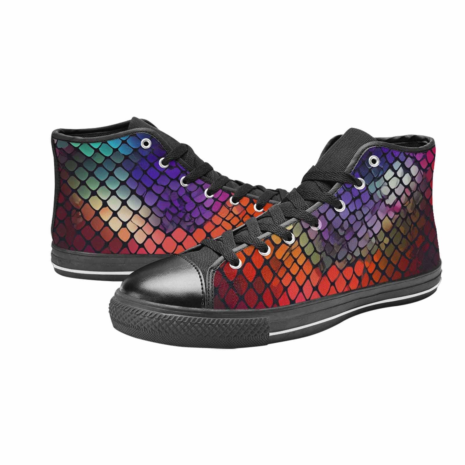 WOMEN'S Dark Snake Print High Top Canvas Cottagecore Custom Shoes