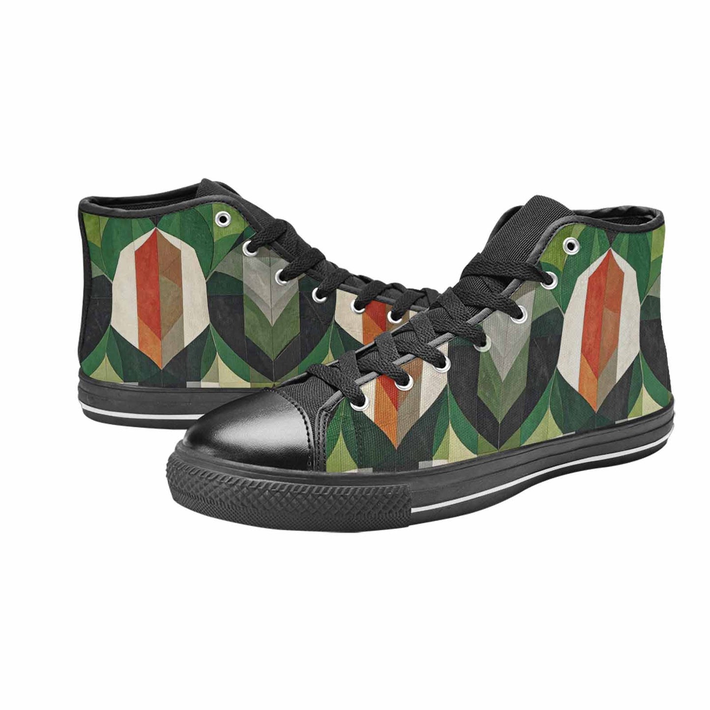 MEN'S Aromantic Flag Color High Top Canvas Vibrant Chaos Custom Shoes