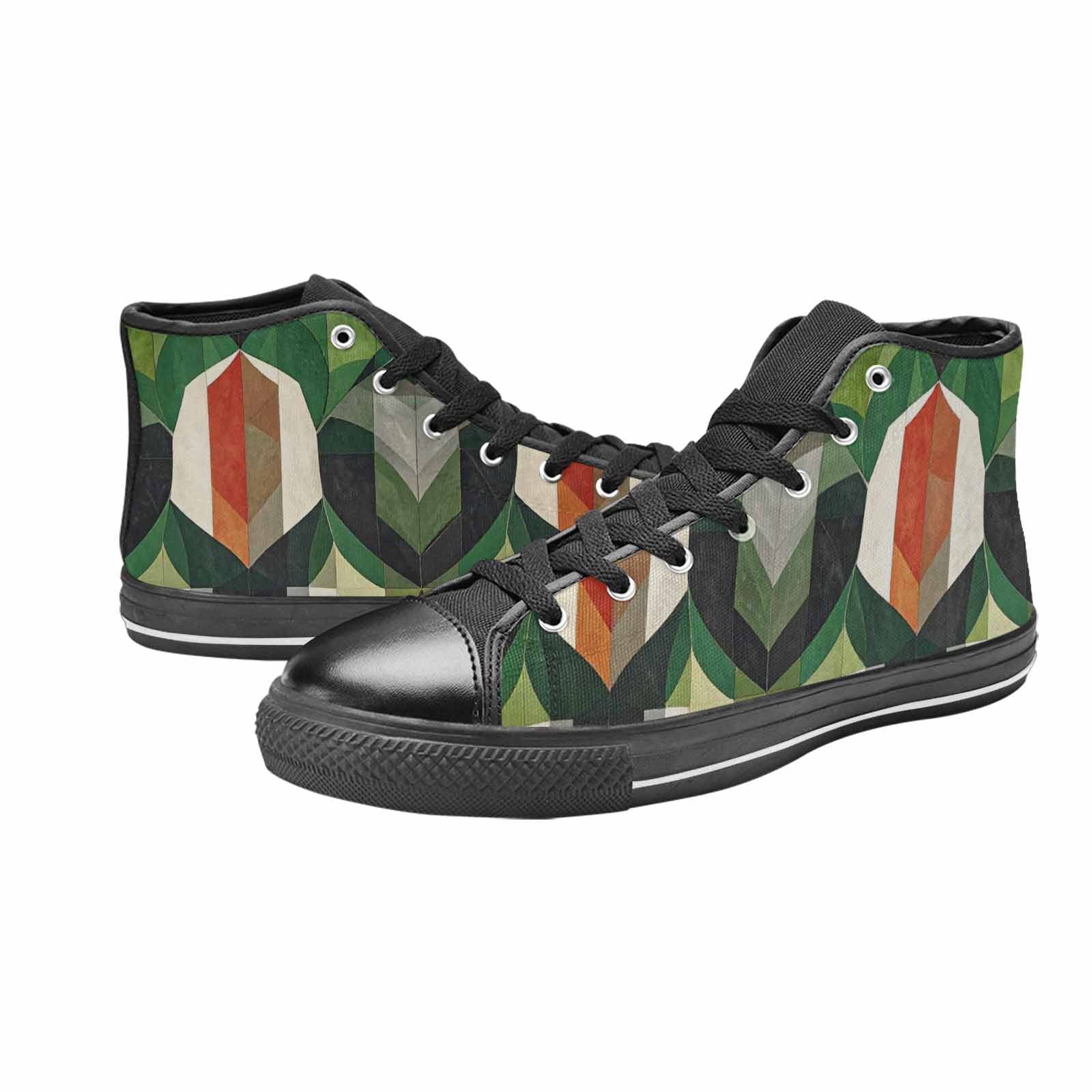 MEN'S Aromantic Flag Color High Top Canvas Vibrant Chaos Custom Shoes