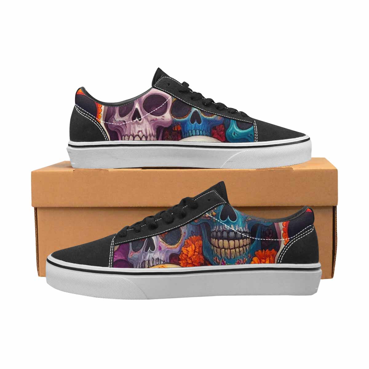 WOMEN'S Sugar Skulls Melting Sugar Lace-Up Canvas Aesthetic Custom Shoes