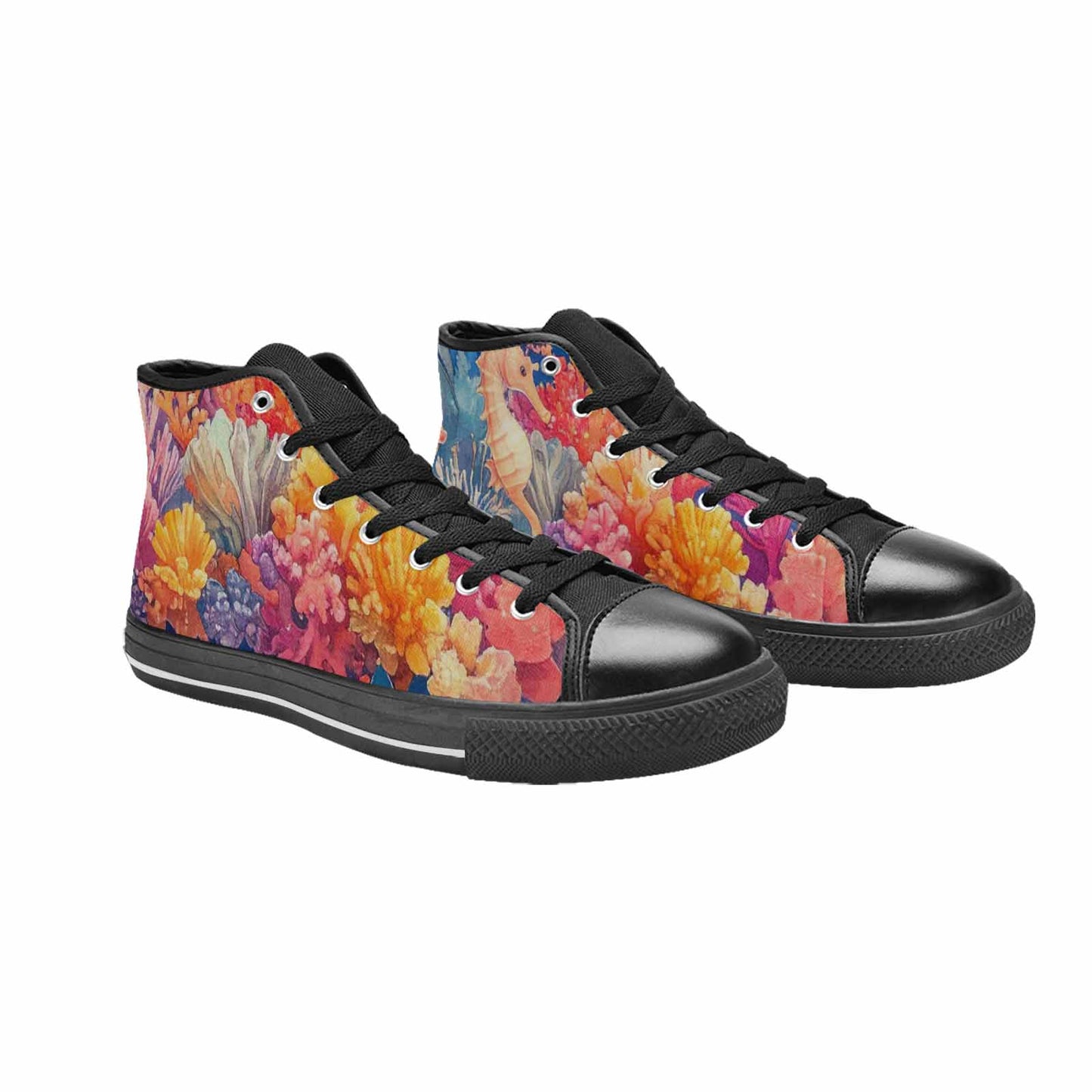 WOMEN'S Fish Scale Coral High Top Canvas Surreal Shoes