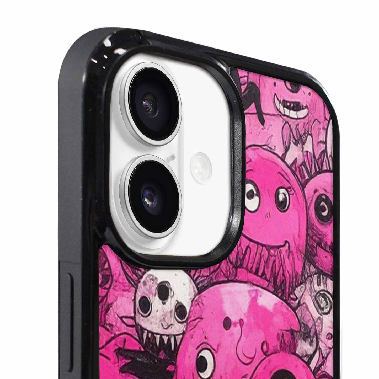iPhone 17 Case — Black &amp; Pink Ink Cartoon Cute, Custom Printed Phone Case