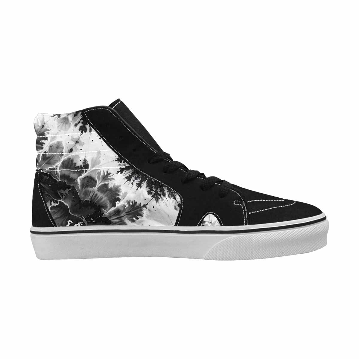 WOMEN'S Tie Dye Acid Wash Black White High Top Canvas Surreal Sneakers