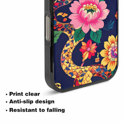 iPhone 16 Pro Case — Floral Snake Print Custom, Unique Phone Case Design