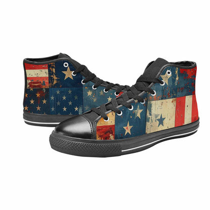 MEN'S American Flag Stars High Top Canvas Grunge Sneakers