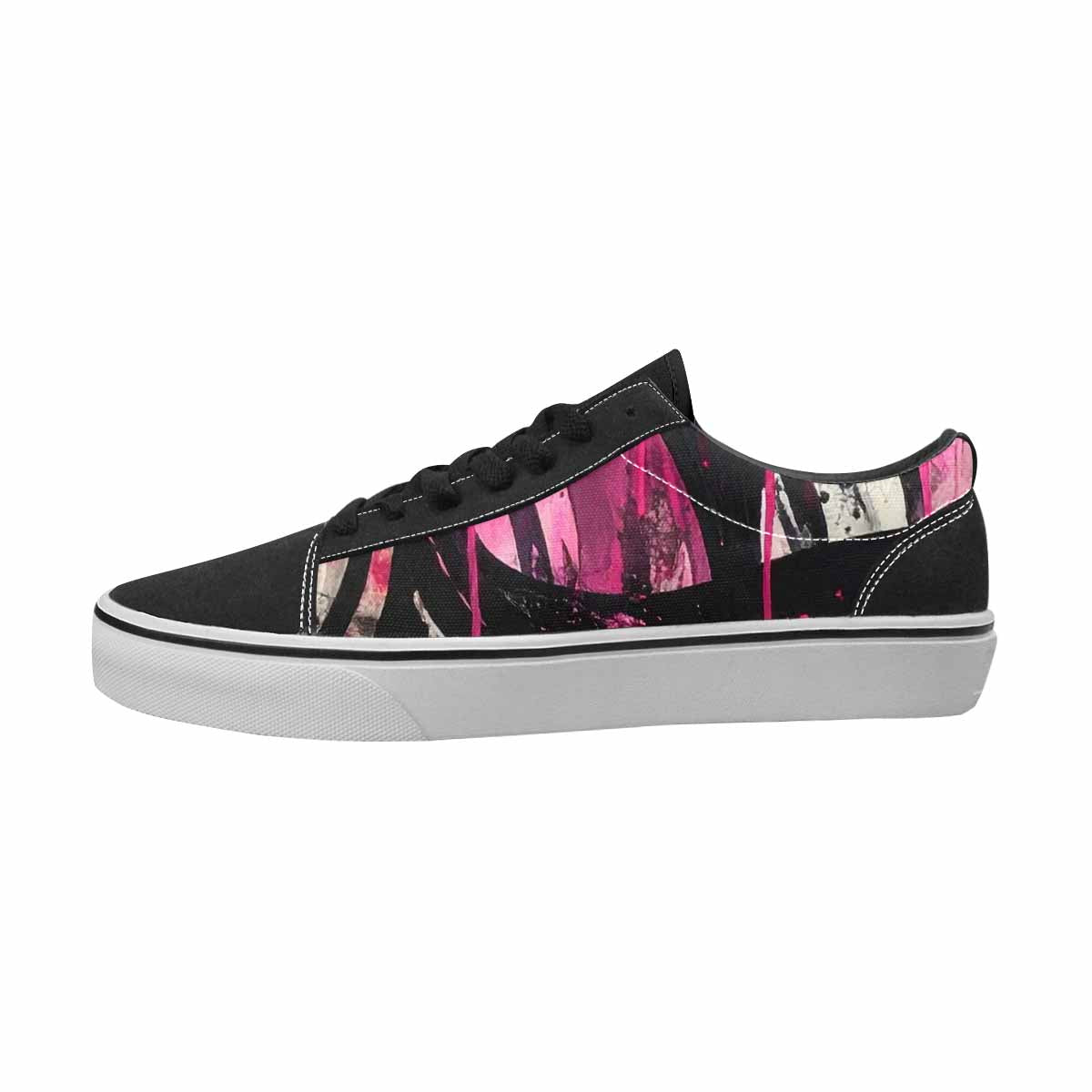 WOMEN'S Zebra Black & Pink Ink Canvas Original Design Neon Fantasy Custom Printed Shoes