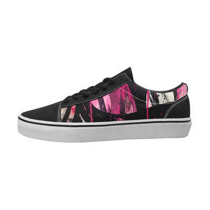 WOMEN'S Zebra Black & Pink Ink Canvas Original Design Neon Fantasy Custom Printed Shoes