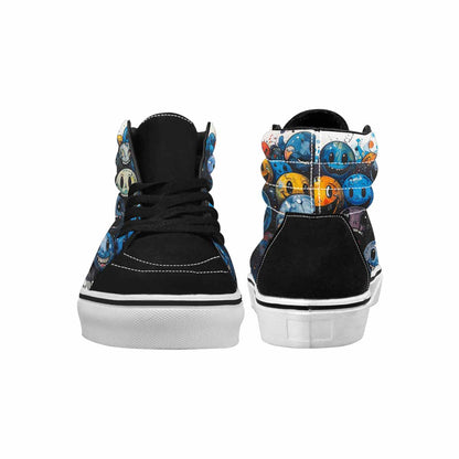 MEN'S Melting Moon Smiley High Top Canvas Melting Art Custom Sneakers