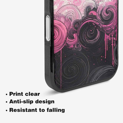 iPhone 16 Case — Van Gogh Swirl Black Pink Ink, Custom Made Phone Cover