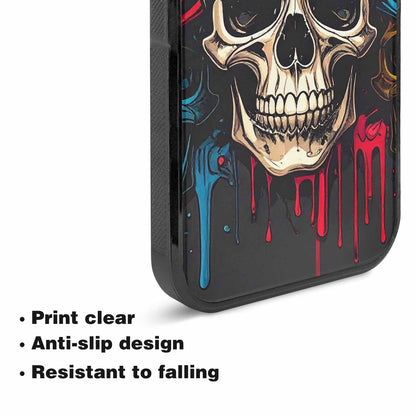 iPhone 15 Plus Case — Dripping Skulls Collage, Custom Designed Case Cover
