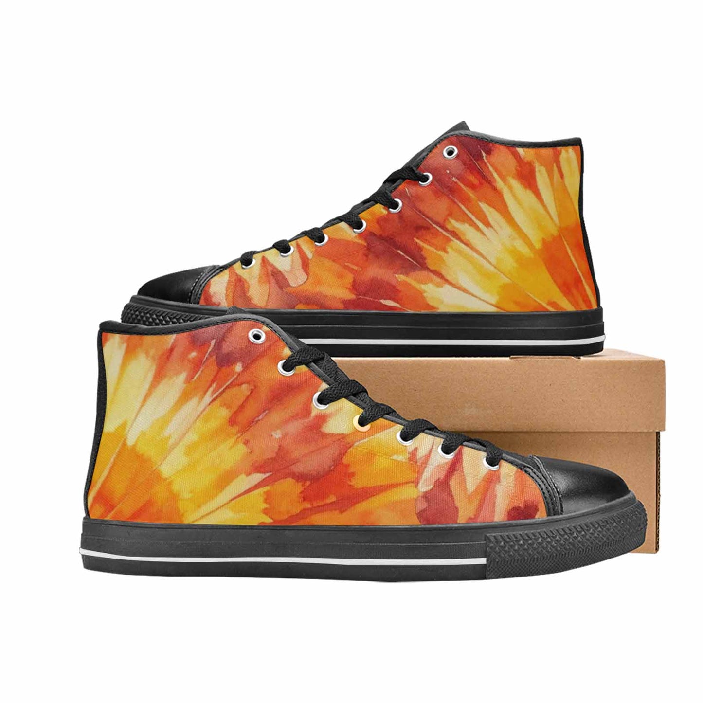 WOMEN'S Tie Dye Sunburst Rays High Top Canvas Y2K Custom Sneakers
