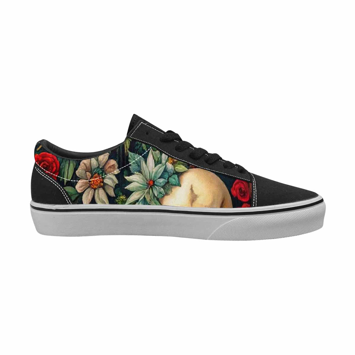 WOMEN'S Skulls  Botanical Skulls Lace-Up Canvas Cottagecore Sneakers