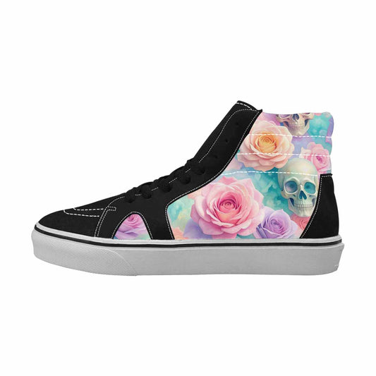 WOMEN'S Skulls Roses Candy Airbrush High Top Canvas Neon Fantasy Custom Shoes