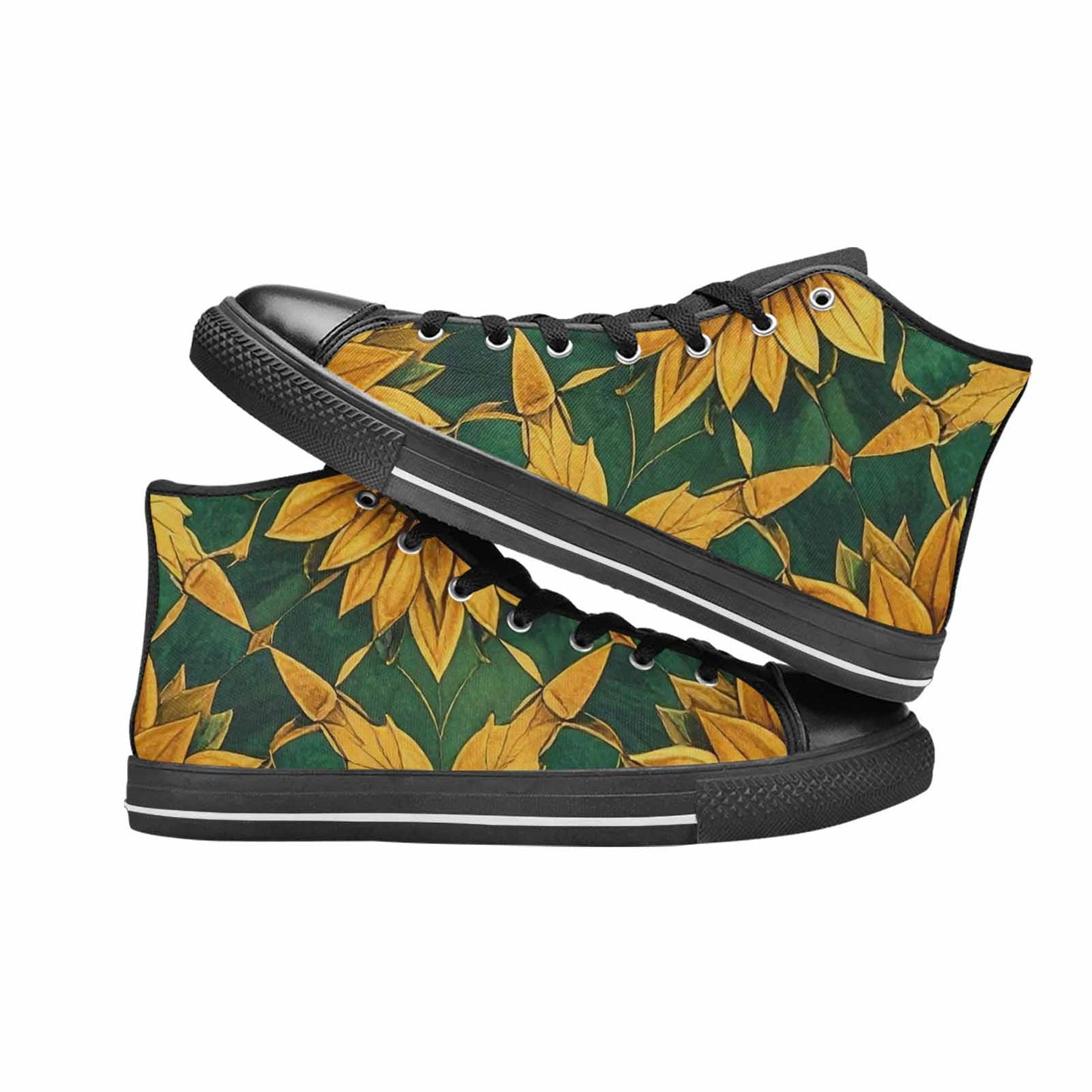 MEN'S Sunflower Mandala Kaleidoscope High Top Canvas Cottagecore Shoes