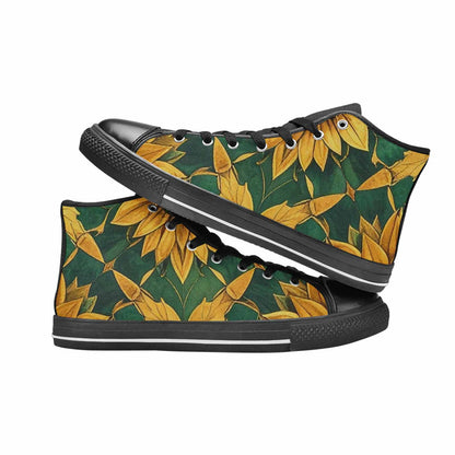 MEN'S Sunflower Mandala Kaleidoscope High Top Canvas Cottagecore Shoes