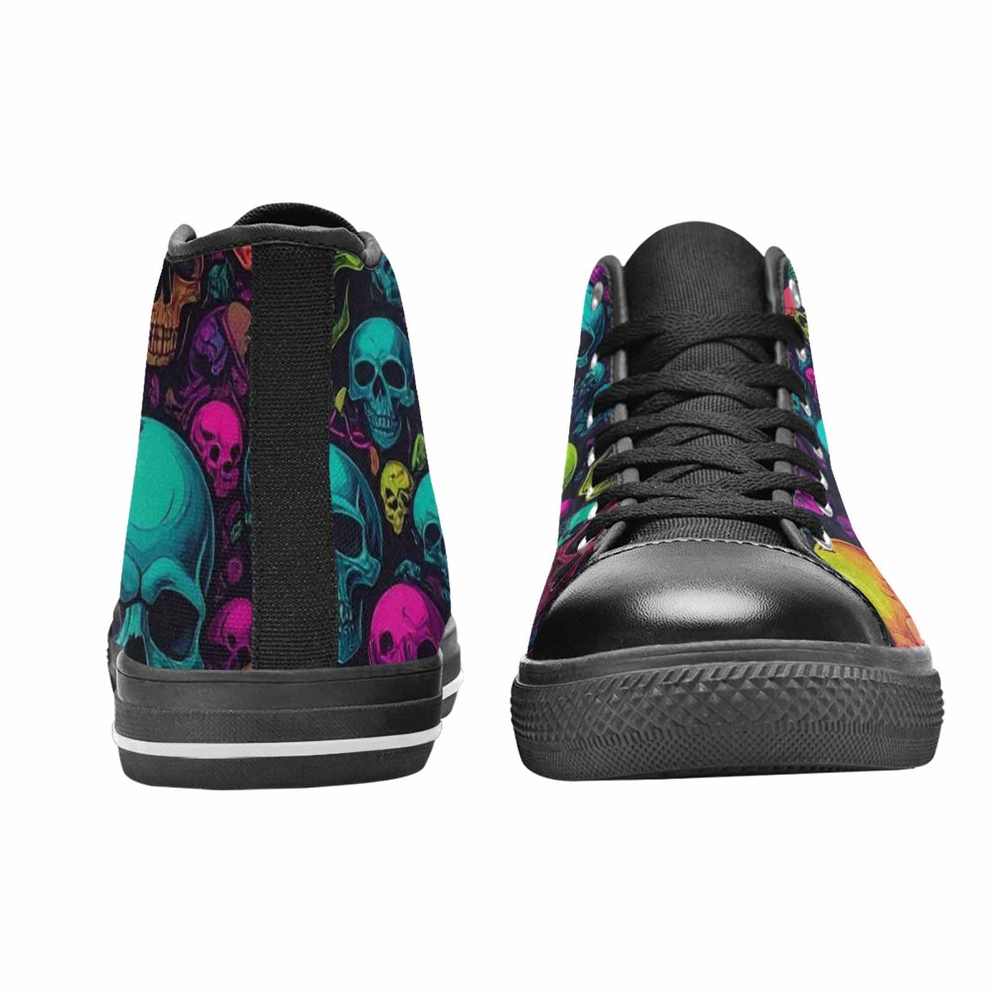 MEN'S Skulls - Neon High Top Canvas Vivid Custom Sneakers