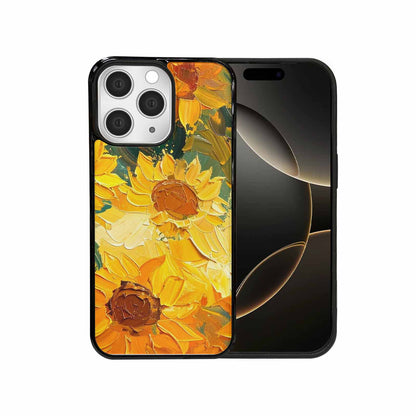 iPhone 15 Pro Max Case — Impressionist Sunflower Brushstroke Pattern Hundreds Of, Custom Print Case Cover