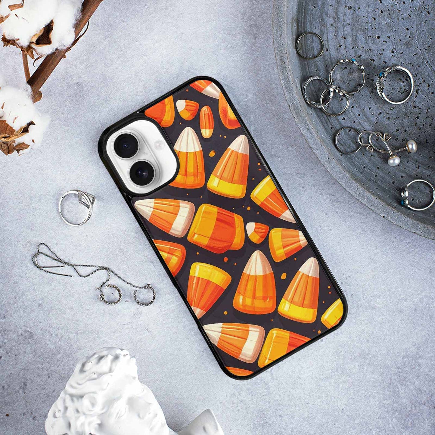 iPhone 16 Plus Case — Halloween Candy Corn Custom, Customized Protective Case