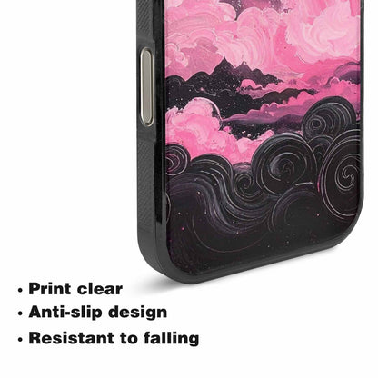 iPhone 16 Pro Case — Van Gogh Swirl Black Pink Ink, Unique Phone Case Design