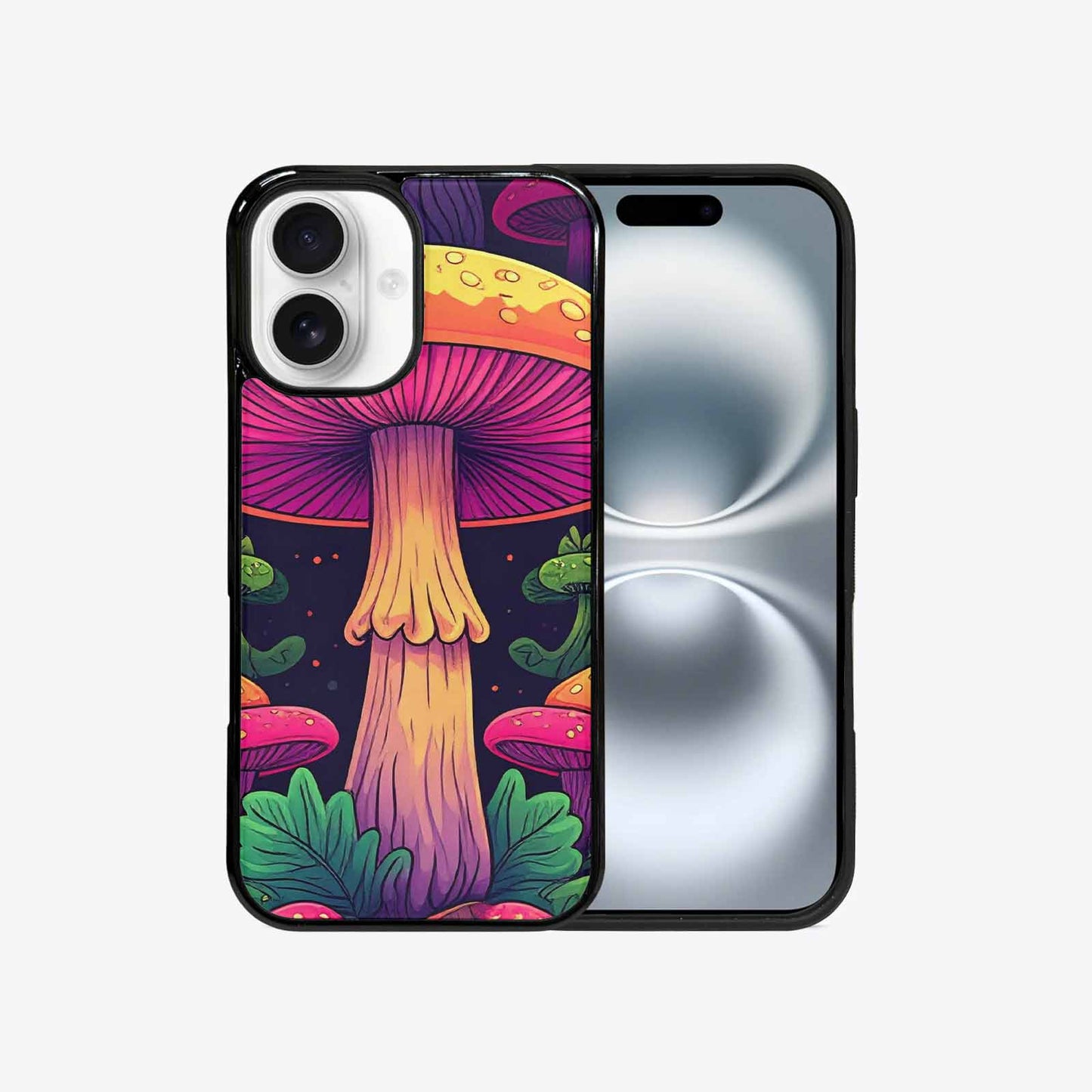 iPhone 16 Case — Psychedelic Mushroom Cartoon Pattern, Custom Print Case Cover