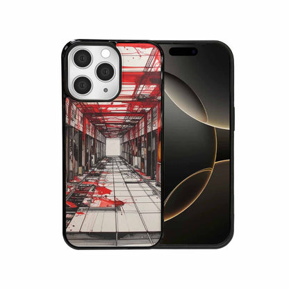 iPhone 15 Pro Max Case — Liminal Space Fragment Black Red Ink, Custom Made Phone Cover