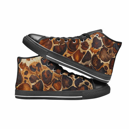 MEN'S Cow Animal Print High Top Canvas Vivid Custom Sneakers