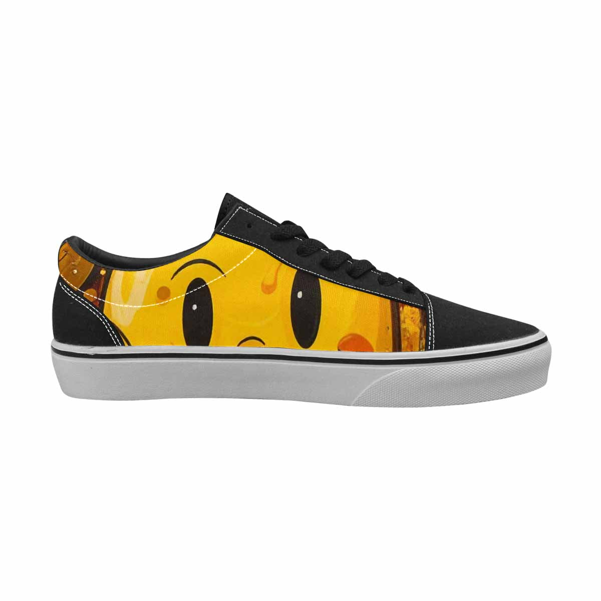WOMEN'S Melting Moon Smiley — Lace-Up Canvas Kaleidoscope Sneakers