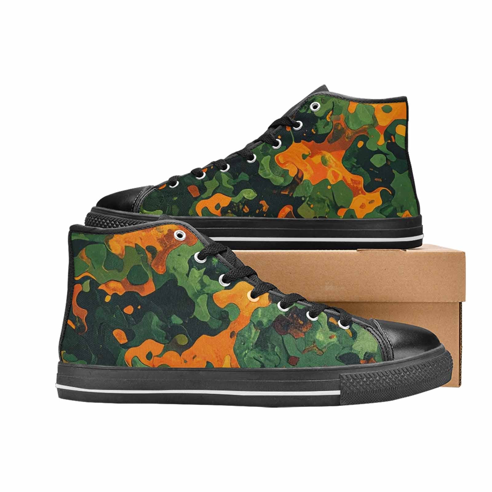 MEN'S Military Camouflage Blotch High Top Canvas Grunge Custom Sneakers