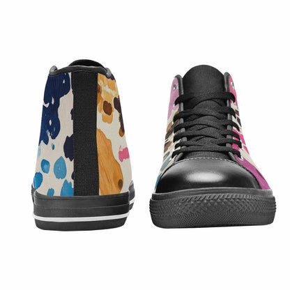 WOMEN'S Cow Animal Print High Top Canvas Cottagecore Custom Sneakers