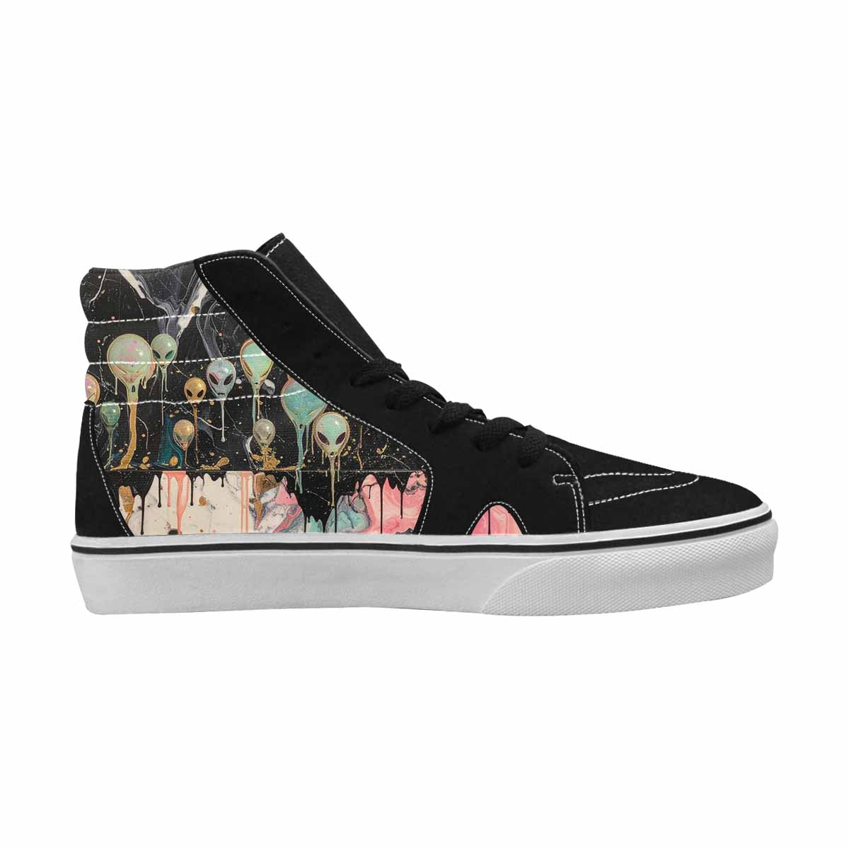 MEN'S Aliens  Marble Melting High Top Canvas Vivid Custom Sneakers
