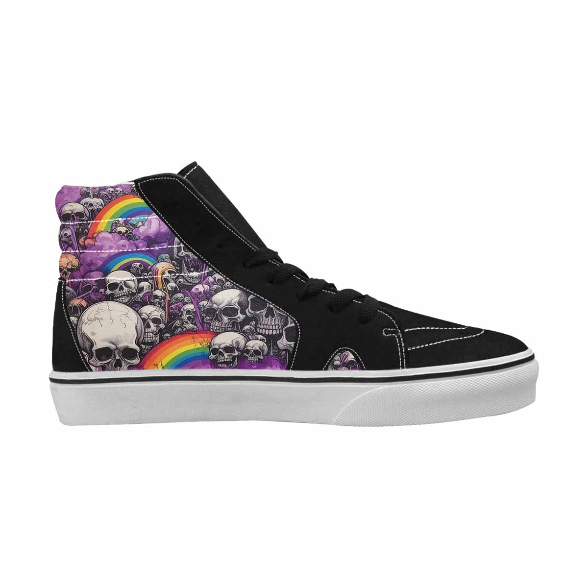 MEN'S Rainbow From Skull S High Top Canvas Grunge Custom Shoes