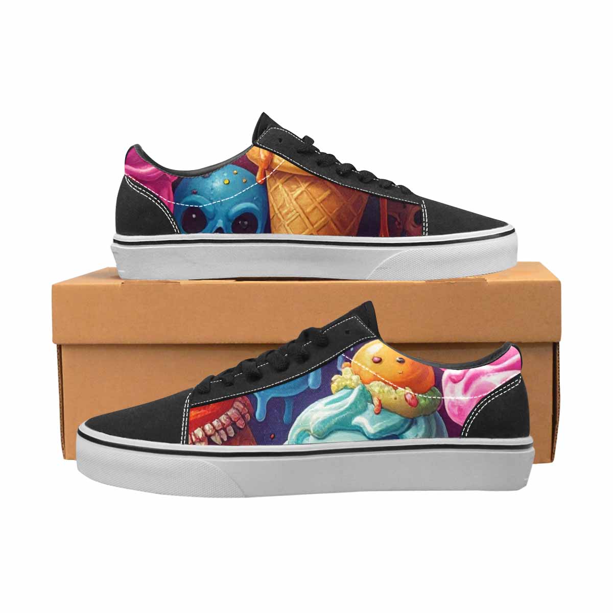 WOMEN'S Ice Cream Monsters  Lace-Up Canvas Dreamcore Shoes