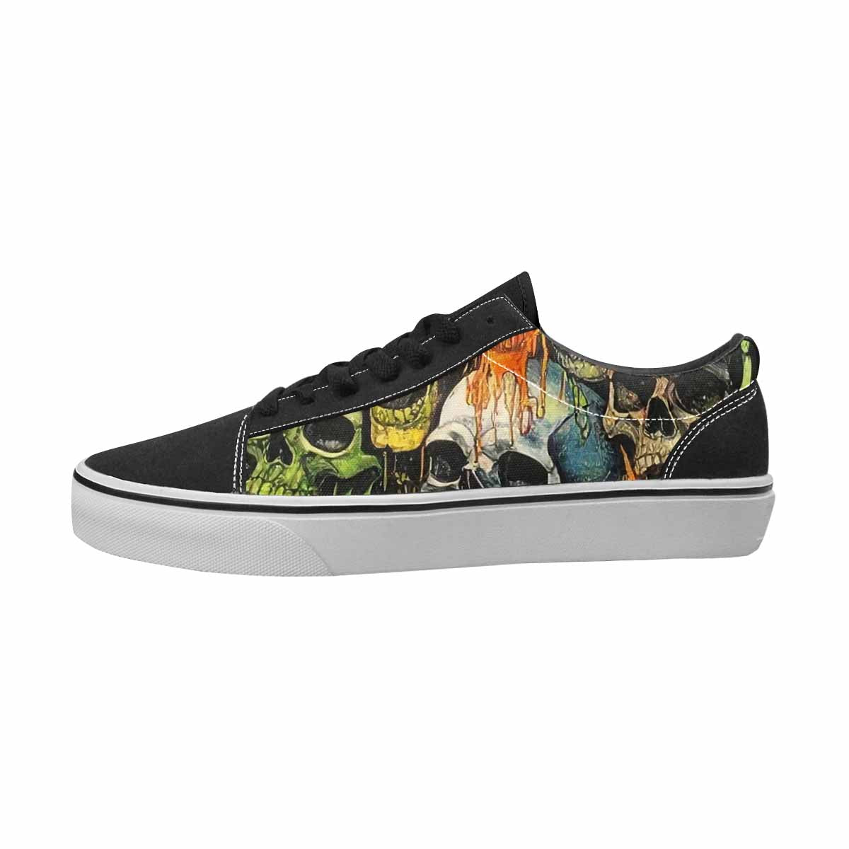 MEN'S Skulls Black & Green Ink Canvas Streetwear Dreamcore Shoes