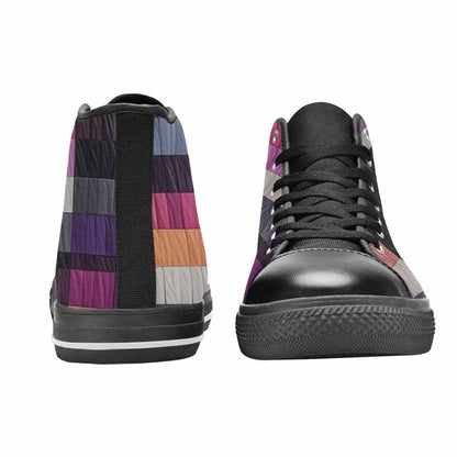MEN'S Asexual Flag Color High Top Canvas Neon Fantasy Sneakers