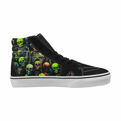 WOMEN'S Skulls Neon Green Glow High Top Canvas Graphic Print Wallpaper Art Original Art Sneakers
