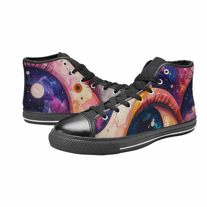 WOMEN'S Cartoon Eyeballs Galaxy High Top Canvas Vivid Custom Shoes