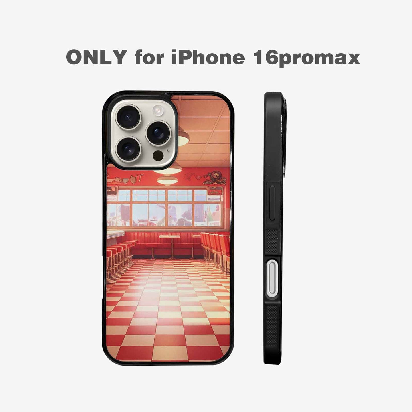 iPhone 16 Pro Max Case — 1950s Diner Cartoon Art Pattern, Custom Art Phone Cover