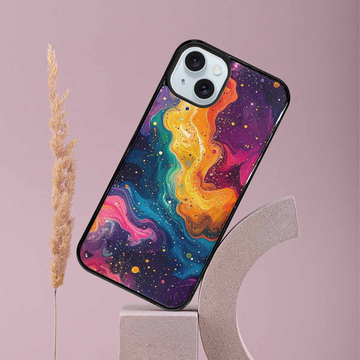iPhone 15 Plus Case — Galaxy Art Colorful Cosmic Dust Small, Personalized Phone Case
