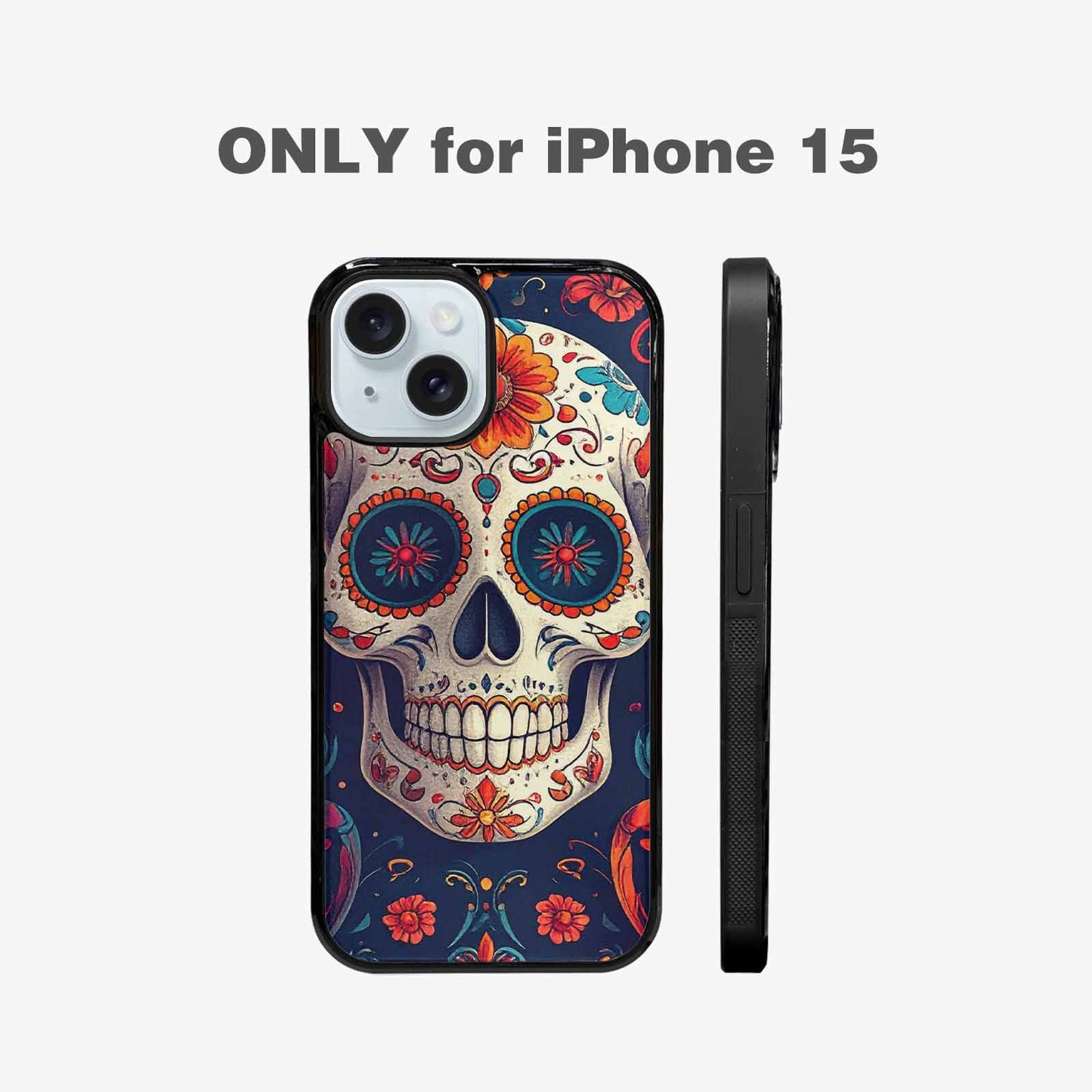 iPhone 15 Case — Day Dead Sugar Skull Art 100s, Unique Phone Case Design