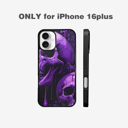 iPhone 16 Plus Case — Monochrome Purple Skeletons Neon Drip Melting, Custom Made Phone Cover