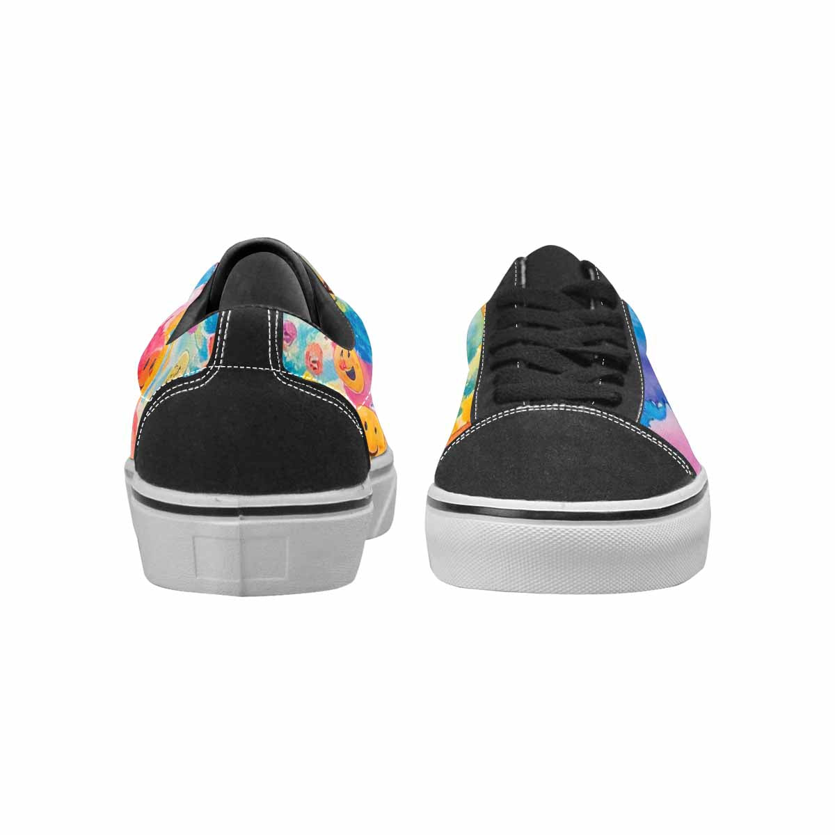 WOMEN'S Smiley Facessmiley Faces  Lace-Up Canvas Vibrant Chaos Sneakers